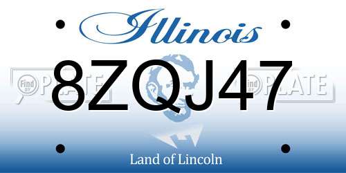 8ZQJ47 Illinois License Plate
