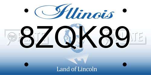 8ZQK89 Illinois License Plate