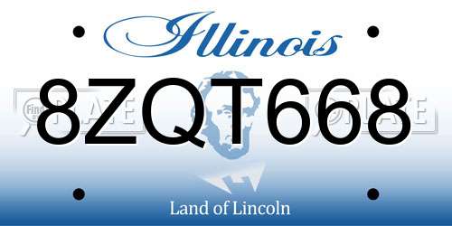 8ZQT668 Illinois License Plate