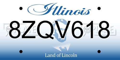 8ZQV618 Illinois License Plate