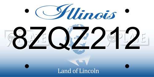 8ZQZ212 Illinois License Plate