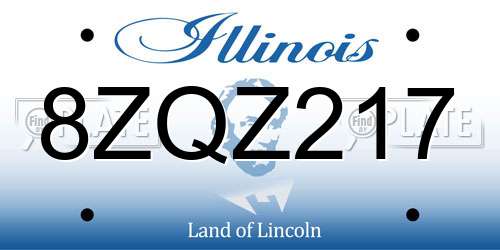8ZQZ217 Illinois License Plate