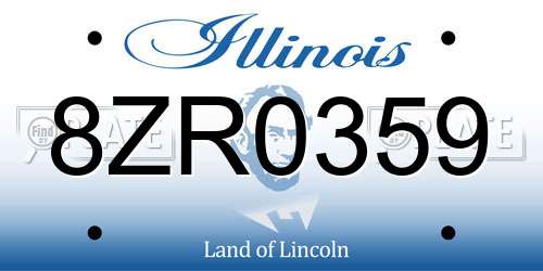 8ZR0359 Illinois License Plate