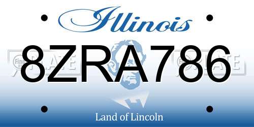 8ZRA786 Illinois License Plate