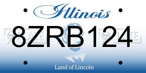 8ZRB124 Illinois License Plate