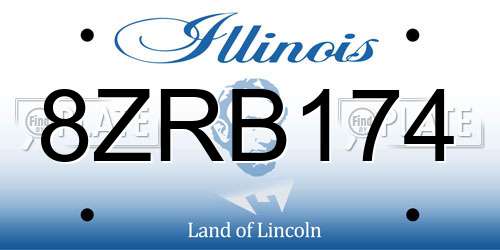 8ZRB174 Illinois License Plate