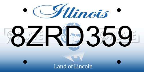 8ZRD359 Illinois License Plate