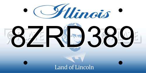 8ZRD389 Illinois License Plate