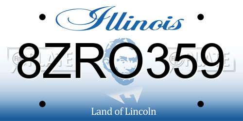 8ZRO359 Illinois License Plate