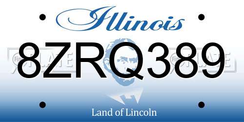 8ZRQ389 Illinois License Plate