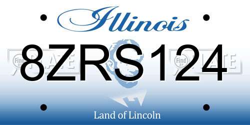 8ZRS124 Illinois License Plate