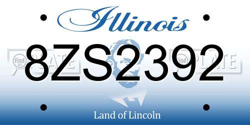 8ZS2392 Illinois License Plate