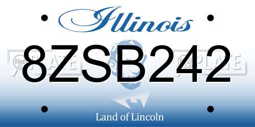 8ZSB242 Illinois License Plate