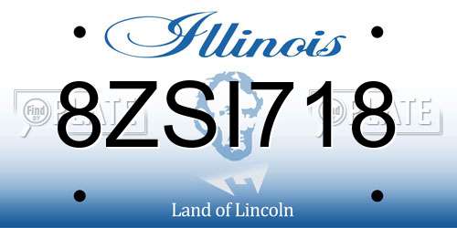 8ZSI718 Illinois License Plate