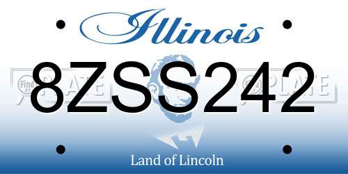 8ZSS242 Illinois License Plate