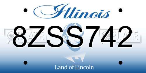 8ZSS742 Illinois License Plate