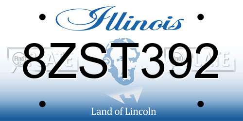 8ZST392 Illinois License Plate