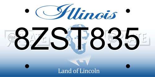8ZST835 Illinois License Plate