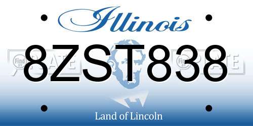 8ZST838 Illinois License Plate