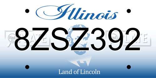 8ZSZ392 Illinois License Plate