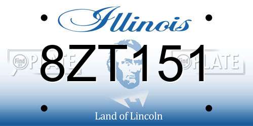 8ZT151 Illinois License Plate