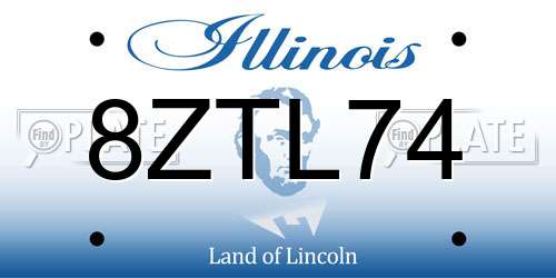 8ZTL74 Illinois License Plate