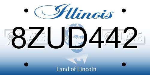 8ZUD442 Illinois License Plate