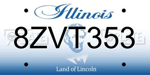 8ZVT353 Illinois License Plate