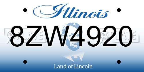 8ZW4920 Illinois License Plate