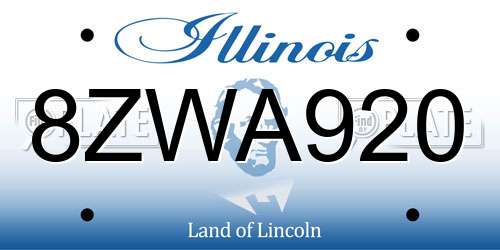 8ZWA920 Illinois License Plate
