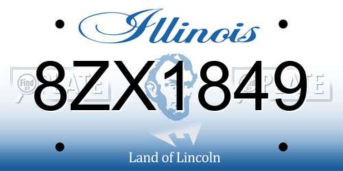 8ZX1849 Illinois License Plate