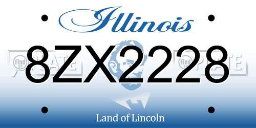 8ZX2228 Illinois License Plate