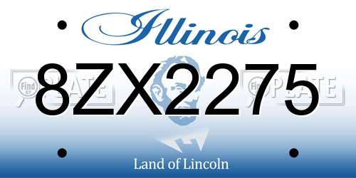 8ZX2275 Illinois License Plate