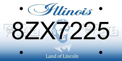 8ZX7225 Illinois License Plate