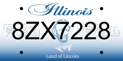 8ZX7228 Illinois License Plate