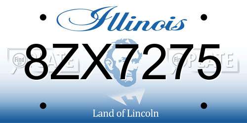 8ZX7275 Illinois License Plate