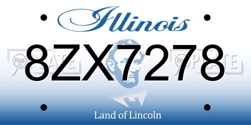 8ZX7278 Illinois License Plate
