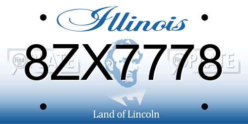8ZX7778 Illinois License Plate