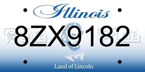 8ZX9182 Illinois License Plate
