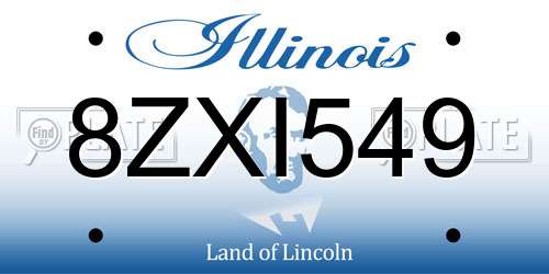 8ZXI549 Illinois License Plate