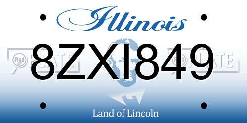 8ZXI849 Illinois License Plate