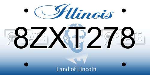 8ZXT278 Illinois License Plate