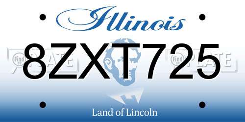 8ZXT725 Illinois License Plate