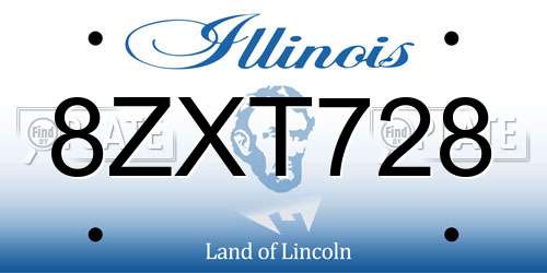 8ZXT728 Illinois License Plate