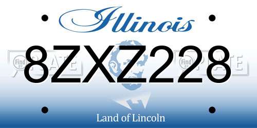 8ZXZ228 Illinois License Plate