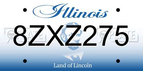 8ZXZ275 Illinois License Plate