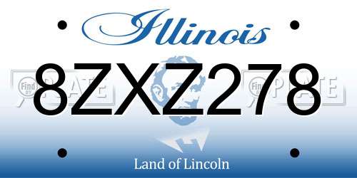 8ZXZ278 Illinois License Plate