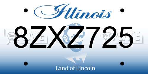 8ZXZ725 Illinois License Plate