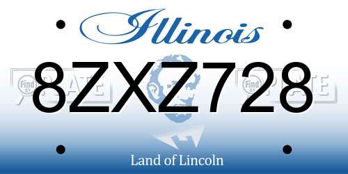 8ZXZ728 Illinois License Plate