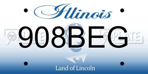908BEG Illinois License Plate